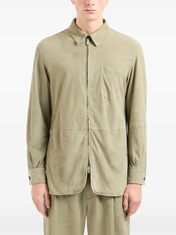 GIORGIO ARMANI リネン ジップアップ ジャケット グレージュ M