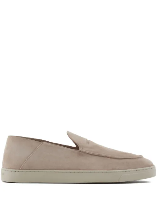 Mocassins en daim à logo embossé - Giorgio Armani - Modalova