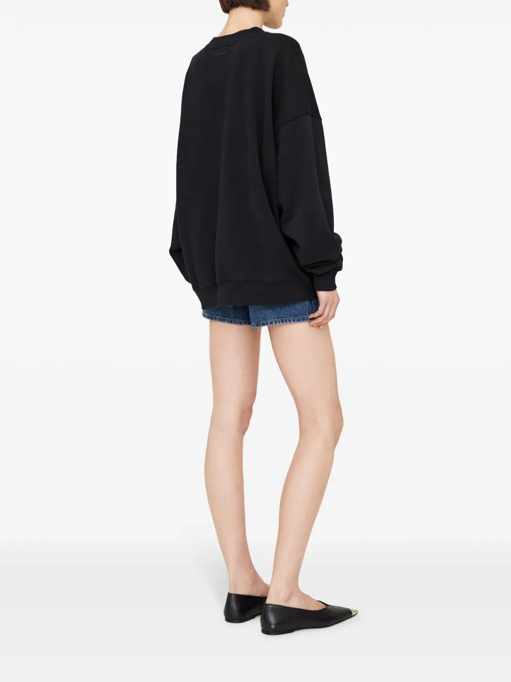 Shop Anine Bing Miles Cotton Sweatshirt In Black