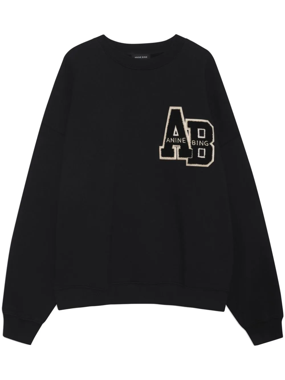 Anine Bing Womens Black Miles Branded Cotton-jersey Sweatshirt In Black