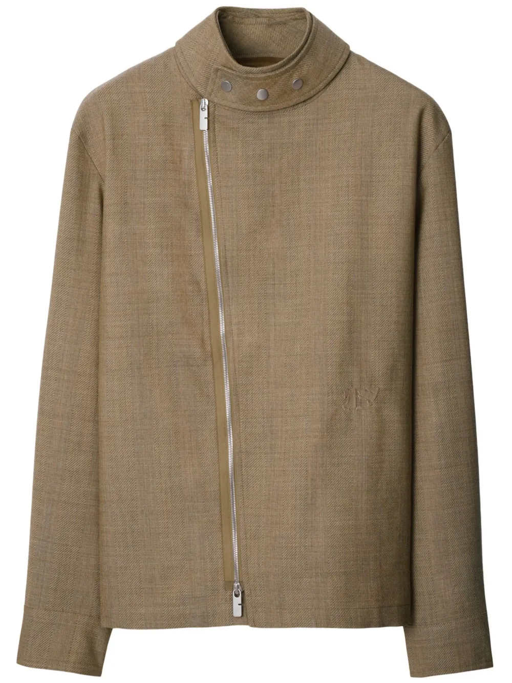 Burberry Ekd-embroidered Wool Overshirt In Beige/honey