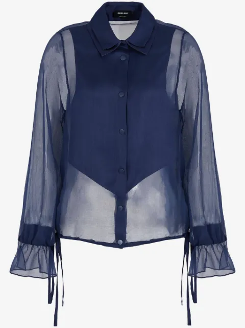 Giorgio Armani semi-gennemsigtig top med lange ærmer