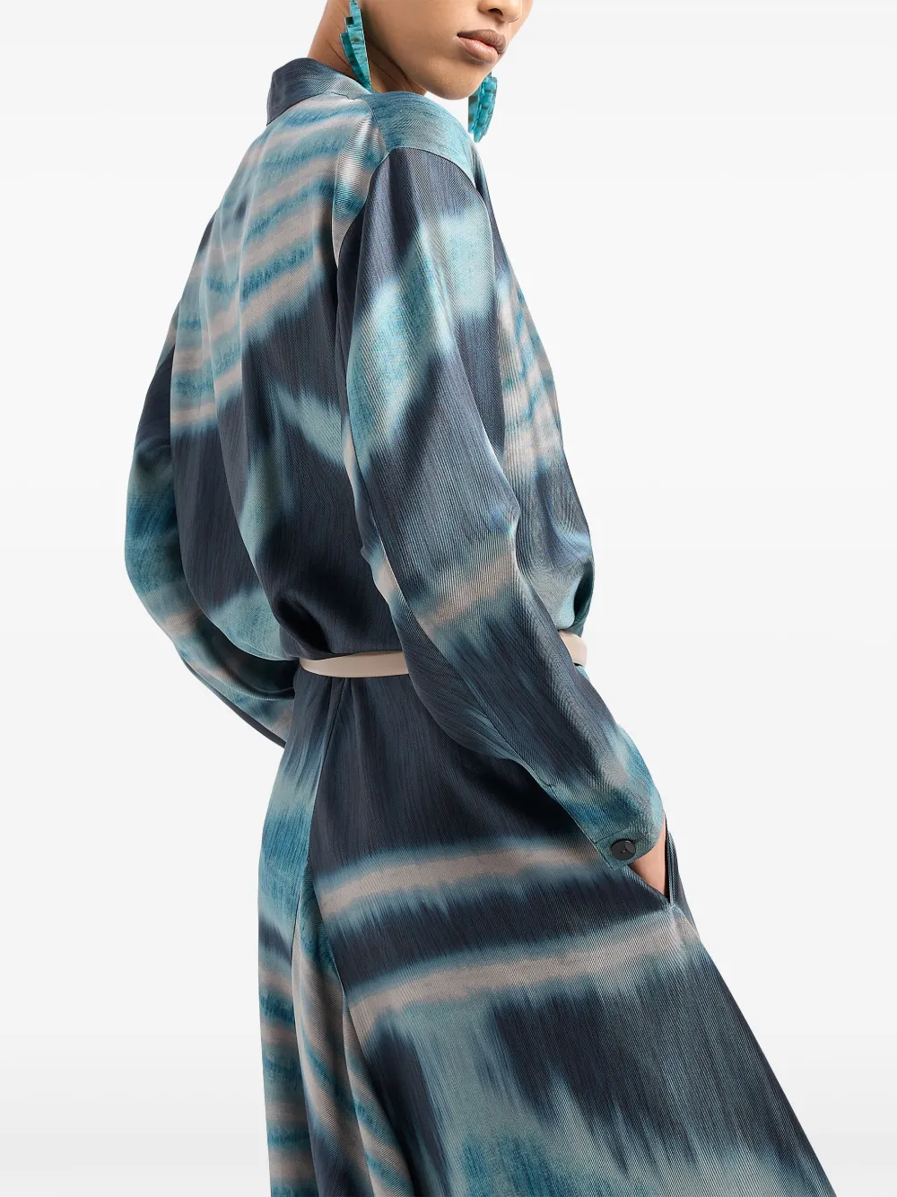 Giorgio Armani Flared maxi-jurk Blauw
