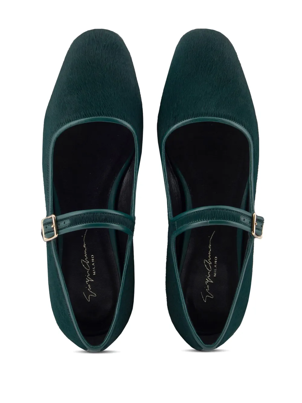 Giorgio Armani Mary Jane leren ballerina's Groen