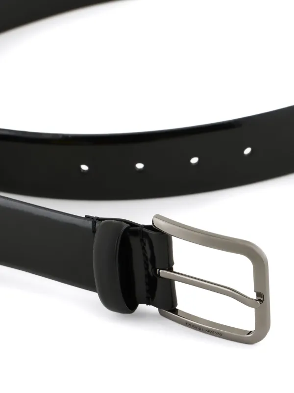 Giorgio Armani Polished Leather Belt | Black | FARFETCH AO