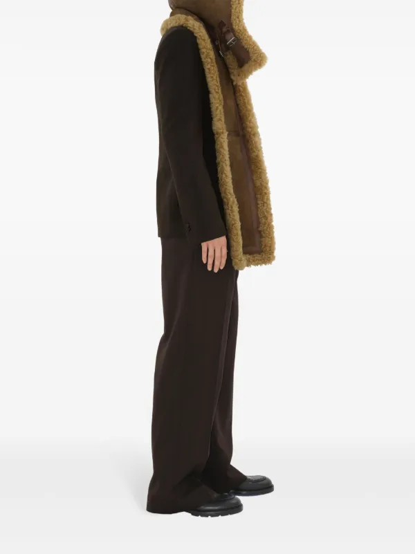Burberry Hooded Shearling Scarf | Brown | FARFETCH