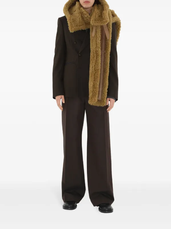 Burberry Hooded Shearling Scarf | Brown | FARFETCH
