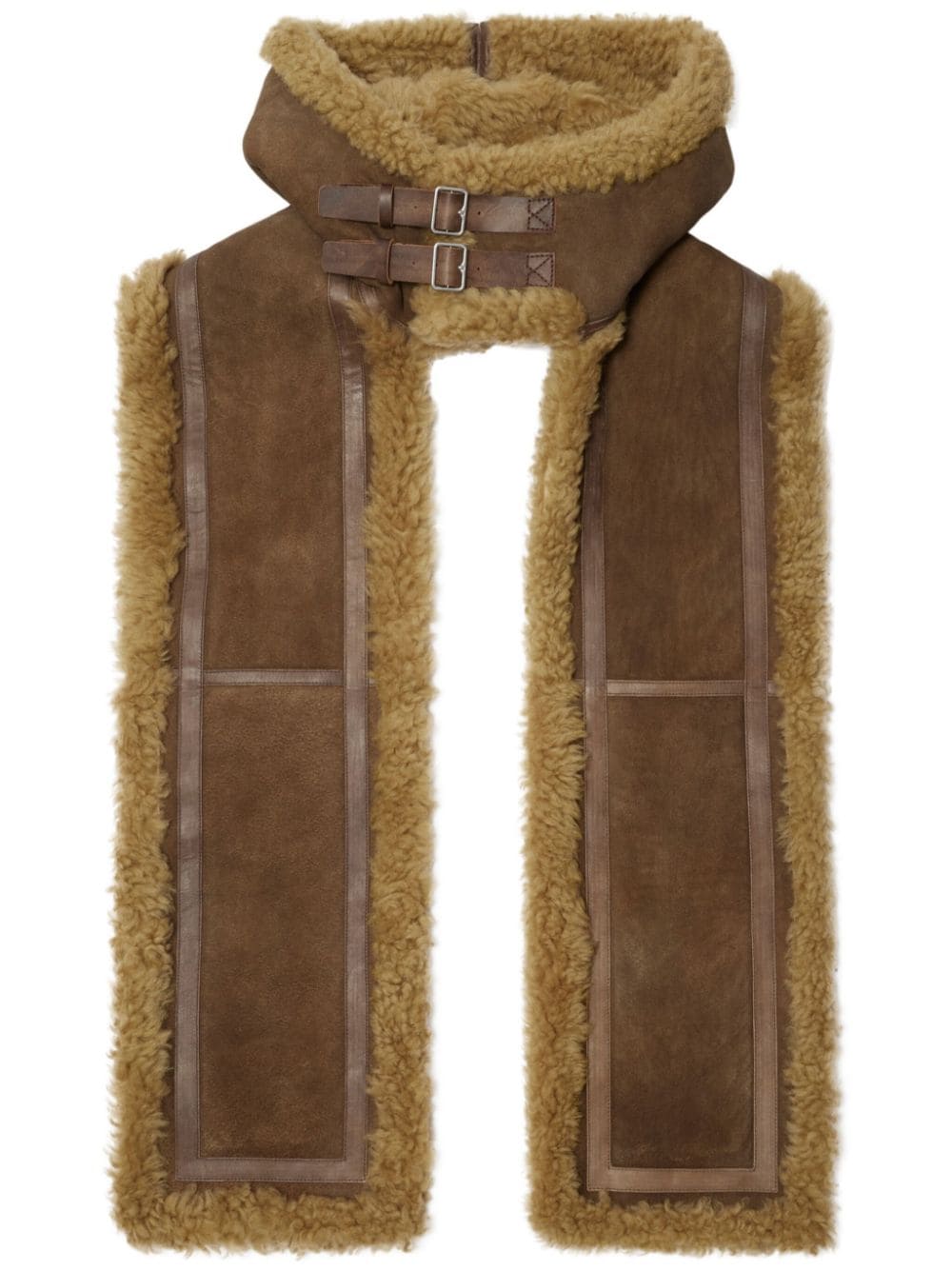 Burberry Hooded Shearling Scarf In Brown