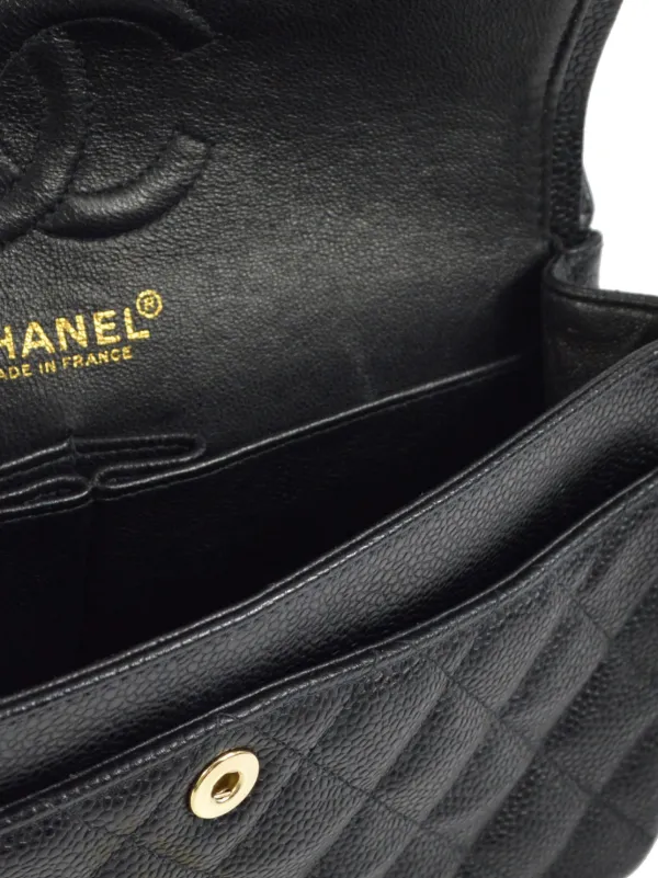 CHANEL Pre-Owned 2002 Small Double Flap Shoulder Bag | Black