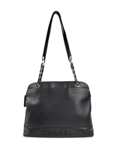 Affordable HOT SALE CHANEL 1997 logo-debossed leather tote bag Women