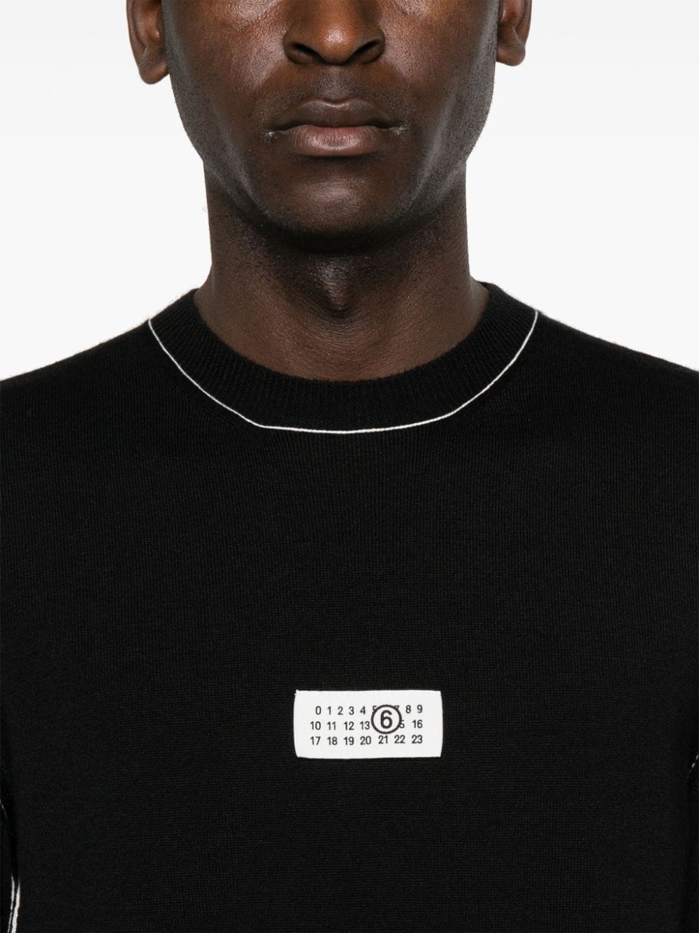 Shop Mm6 Maison Margiela Numbers-motif Fine-knit Jumper In Black