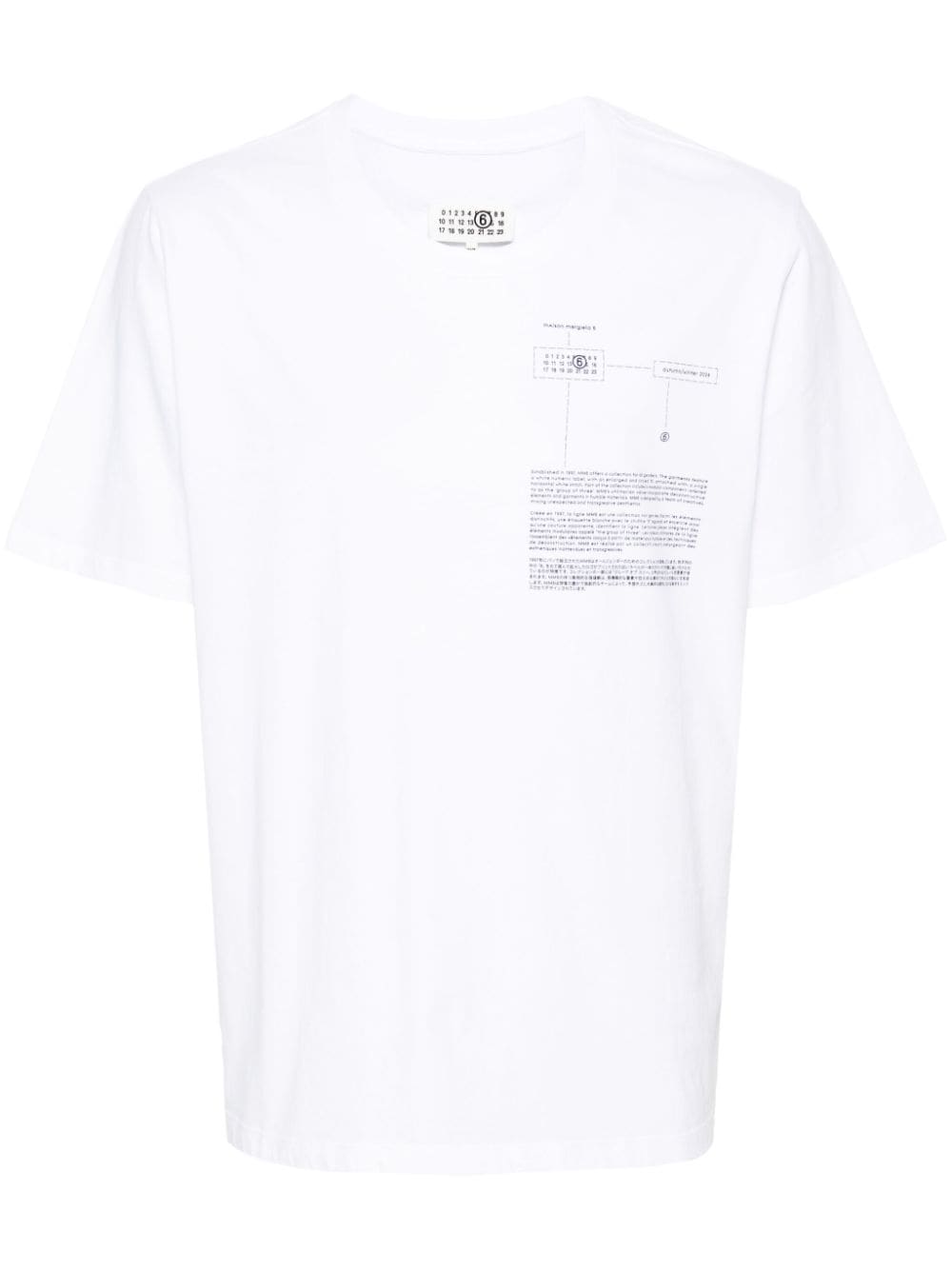 Mm6 Maison Margiela Numbers-motif Cotton T-shirt In White