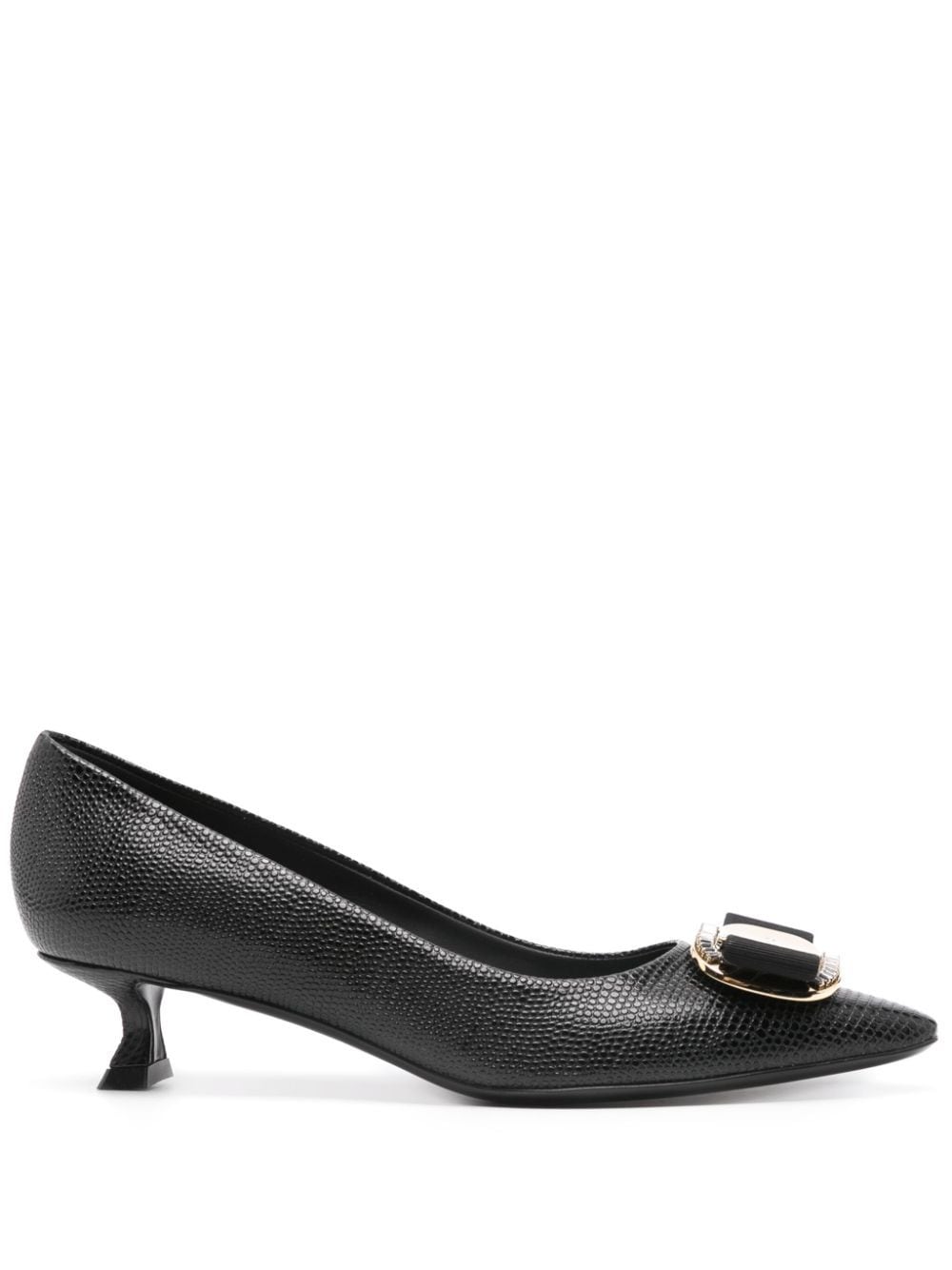 Shop Ferragamo New Vara 40mm Leather Pumps In Black