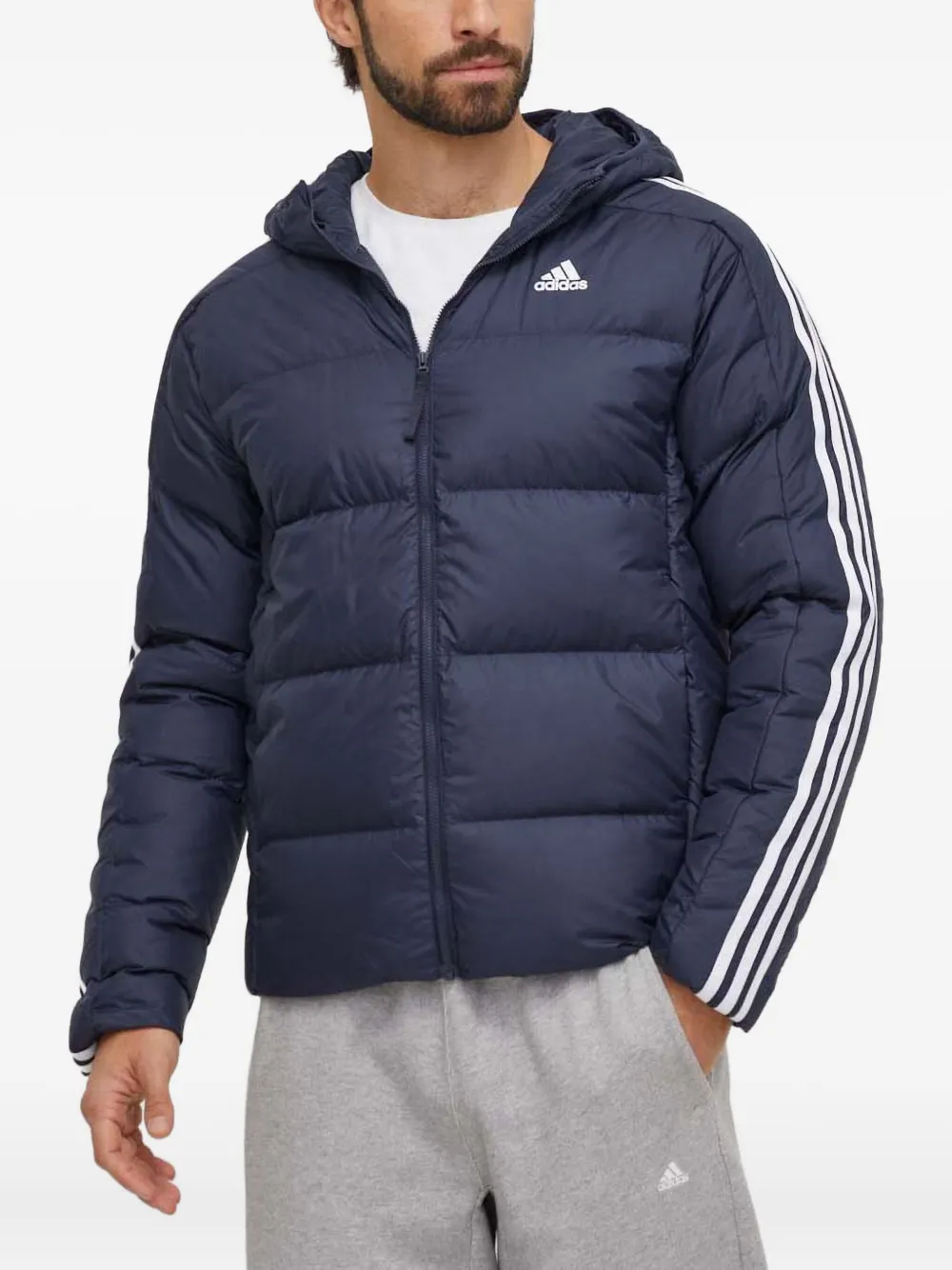adidas three-stripe padded jacket | Blue | Image 1
