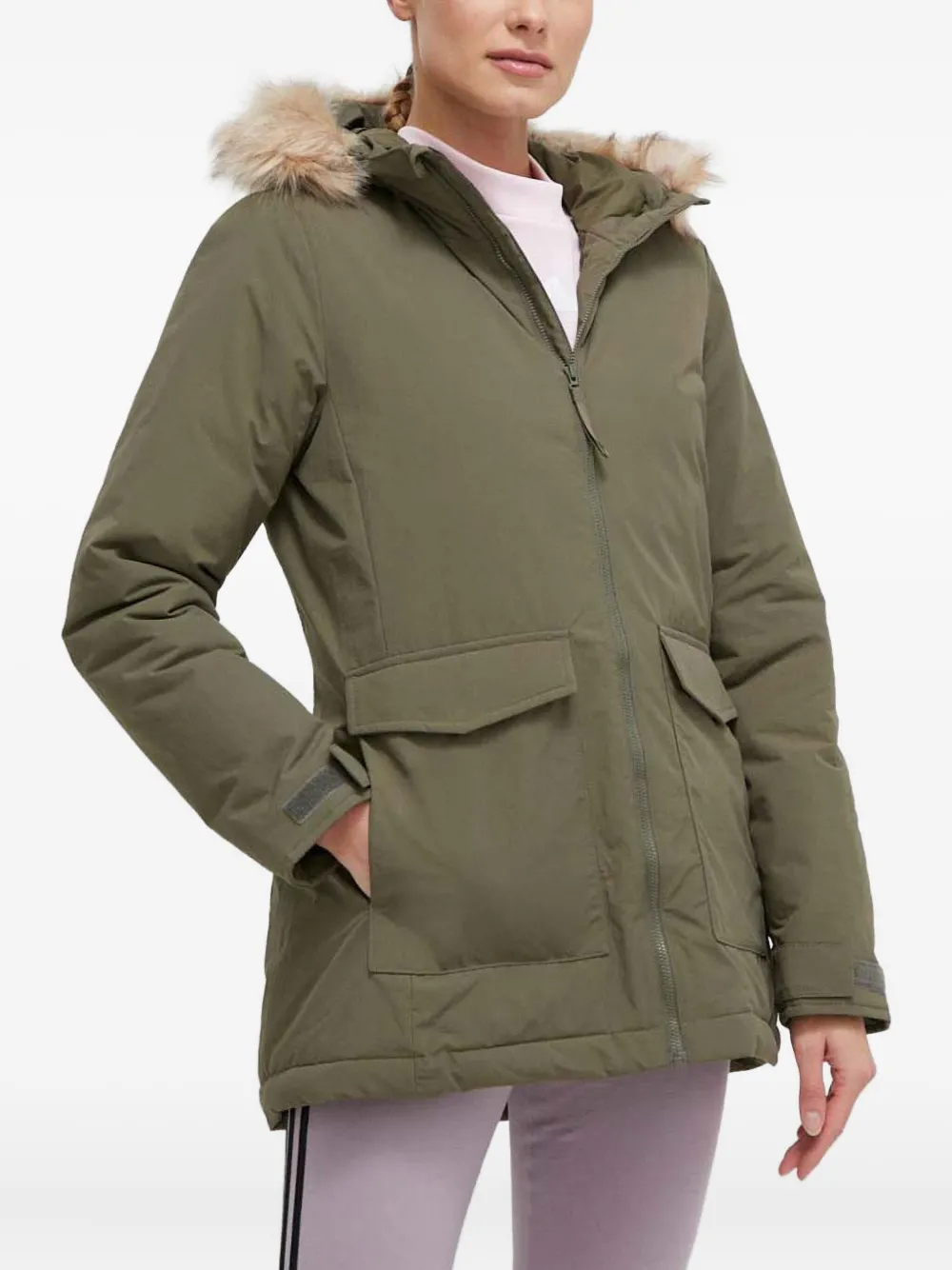 adidas faux-fur trimmed-hood jacket | Green | Image 1