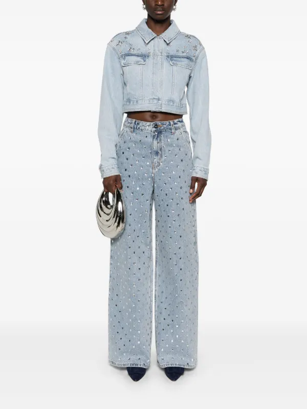 Self-Portrait high-rise wide-leg Jeans | Blue | FARFETCH