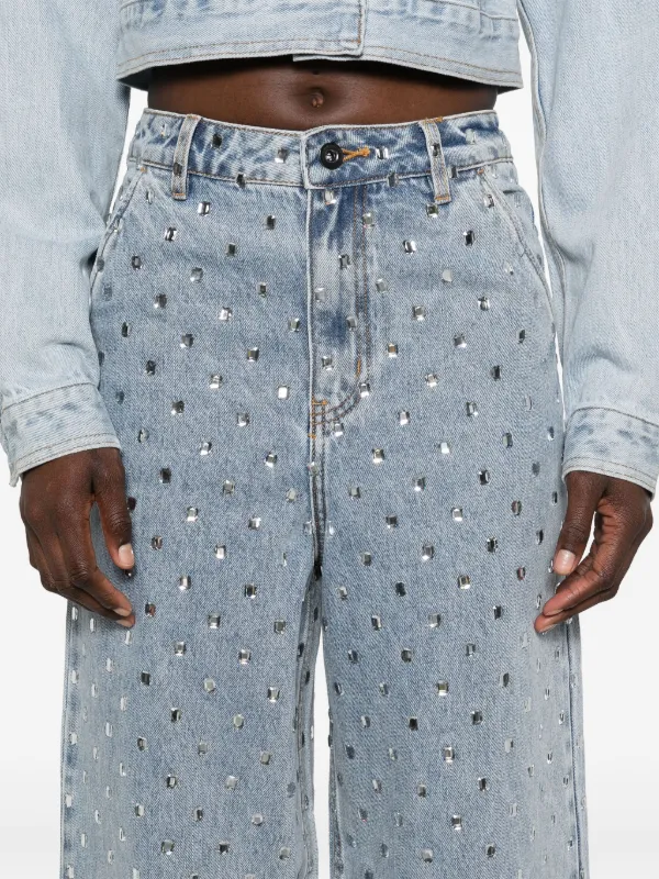 【関税&送料込】Self-portrait Jeans Self-Portrait high-rise wide-leg Jeans | Blue | FARFETCH