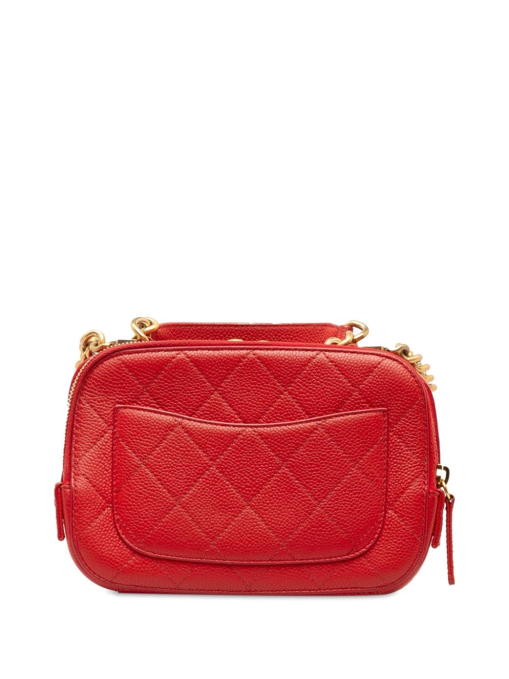 CHANEL Pre-Owned 2019 Small Quilted Caviar Top Handle Camera Bag satchel - Rood