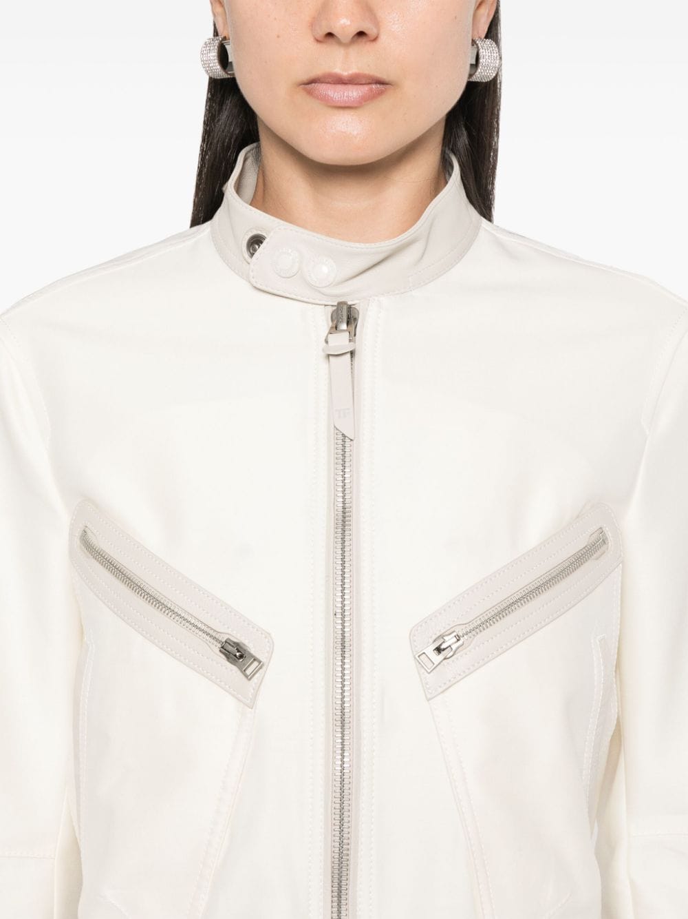 Shop Tom Ford Contrasting-trim Jacket In Neutrals