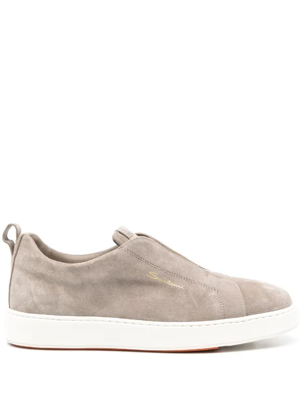 Santoni slip on suede sneakers men Calf Suede Calf Leather Rubber 7 1 2 Grey