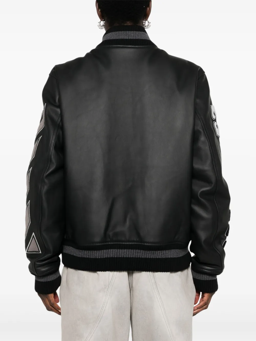 Off-White Leren bomberjack Zwart