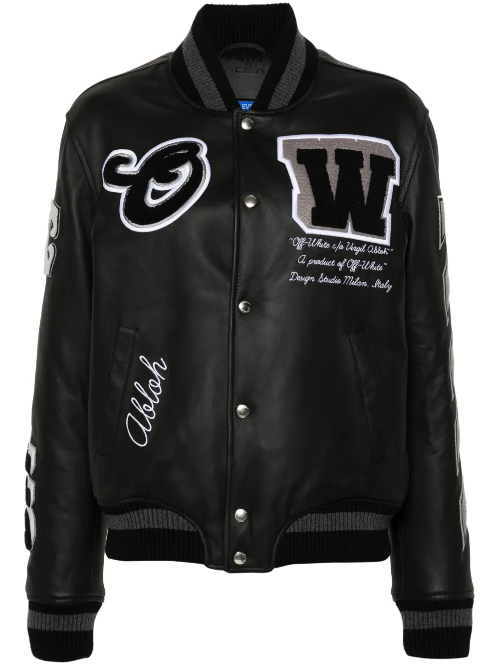 Off white red leather jacket top