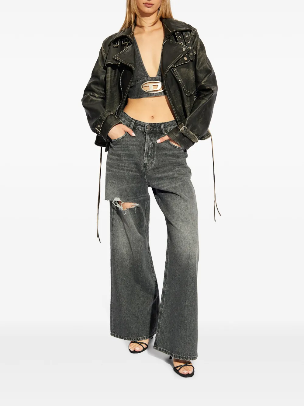 Diesel 1996 jeans met wijde pijpen - Zwart