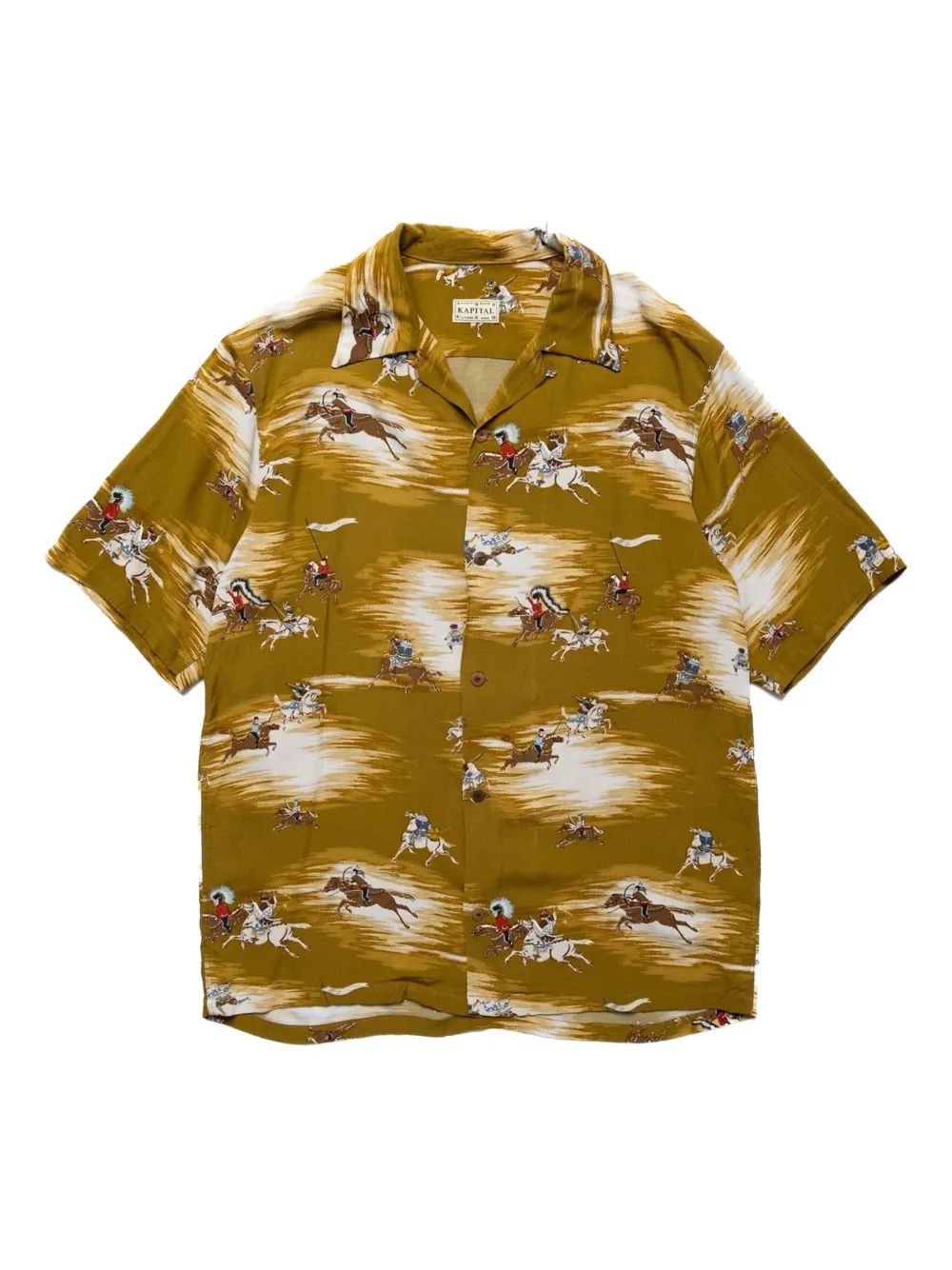 KAPITAL Kamikaze Aloha polo-print short-sleeve shirt - イエロー KAPITAL Kamikaze Aloha polo-print short-sleeve shirt - イエロー