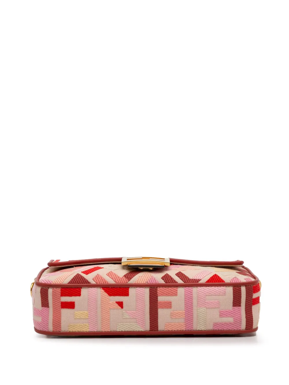 Pre-owned Fendi 2012-2013 Zucca Embroidered Baguette Satchel In Pink