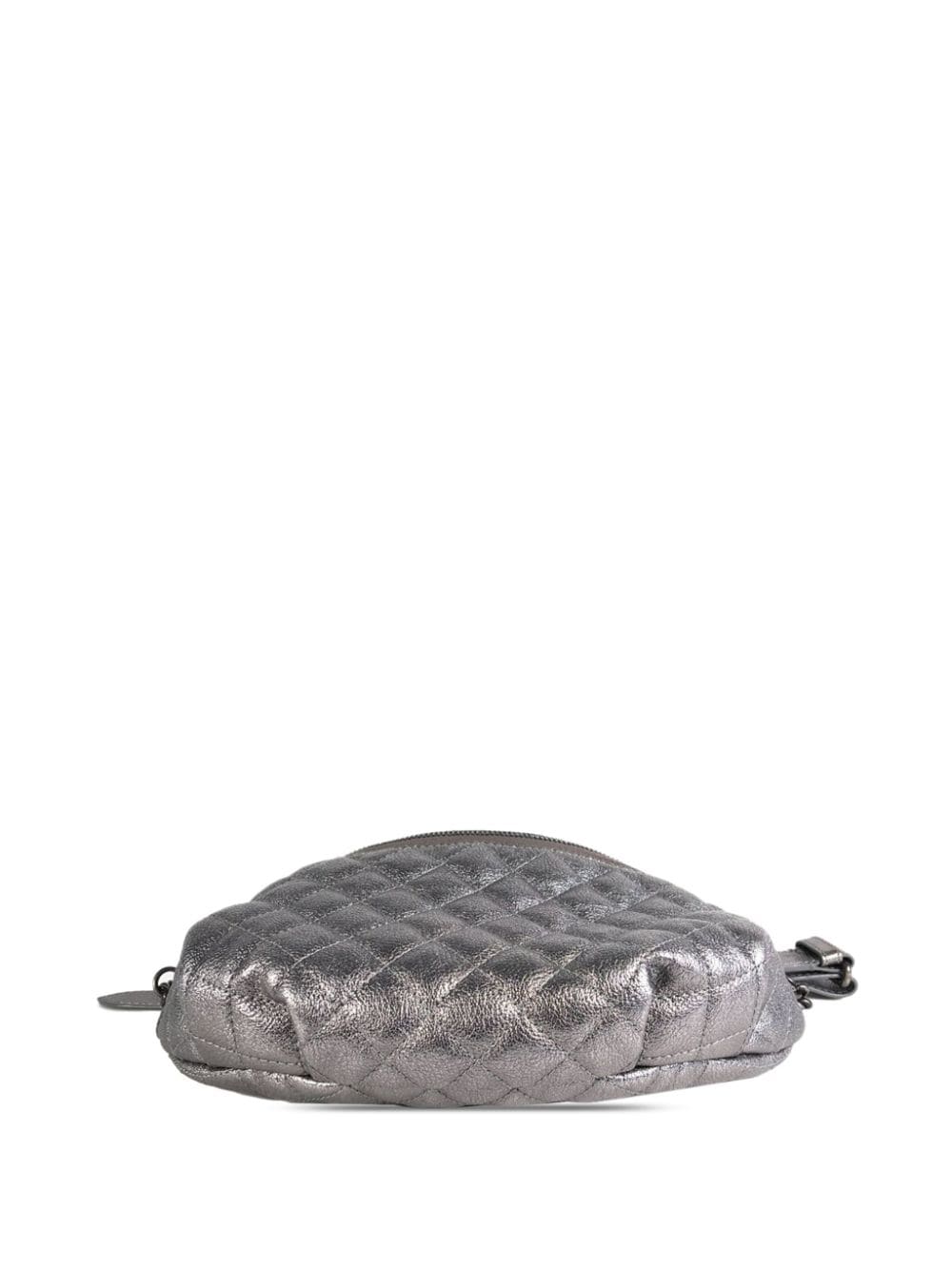 Pre-owned Chanel 2015-2016 Cc Metallic Calfskin Belt Bag In Silver