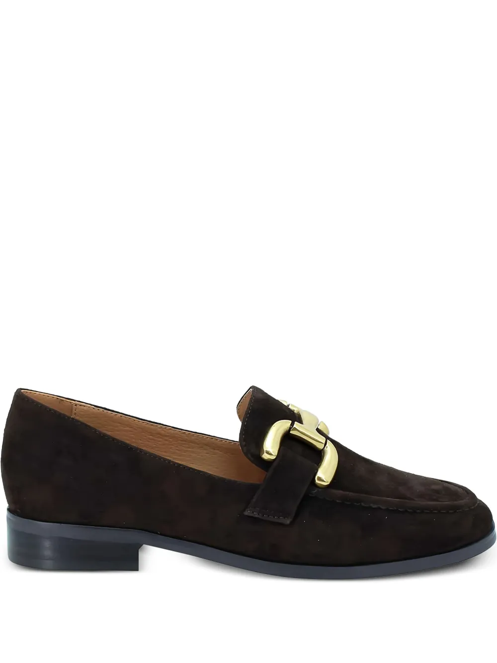 Bibi Lou Suède loafers met schakelketting Bruin