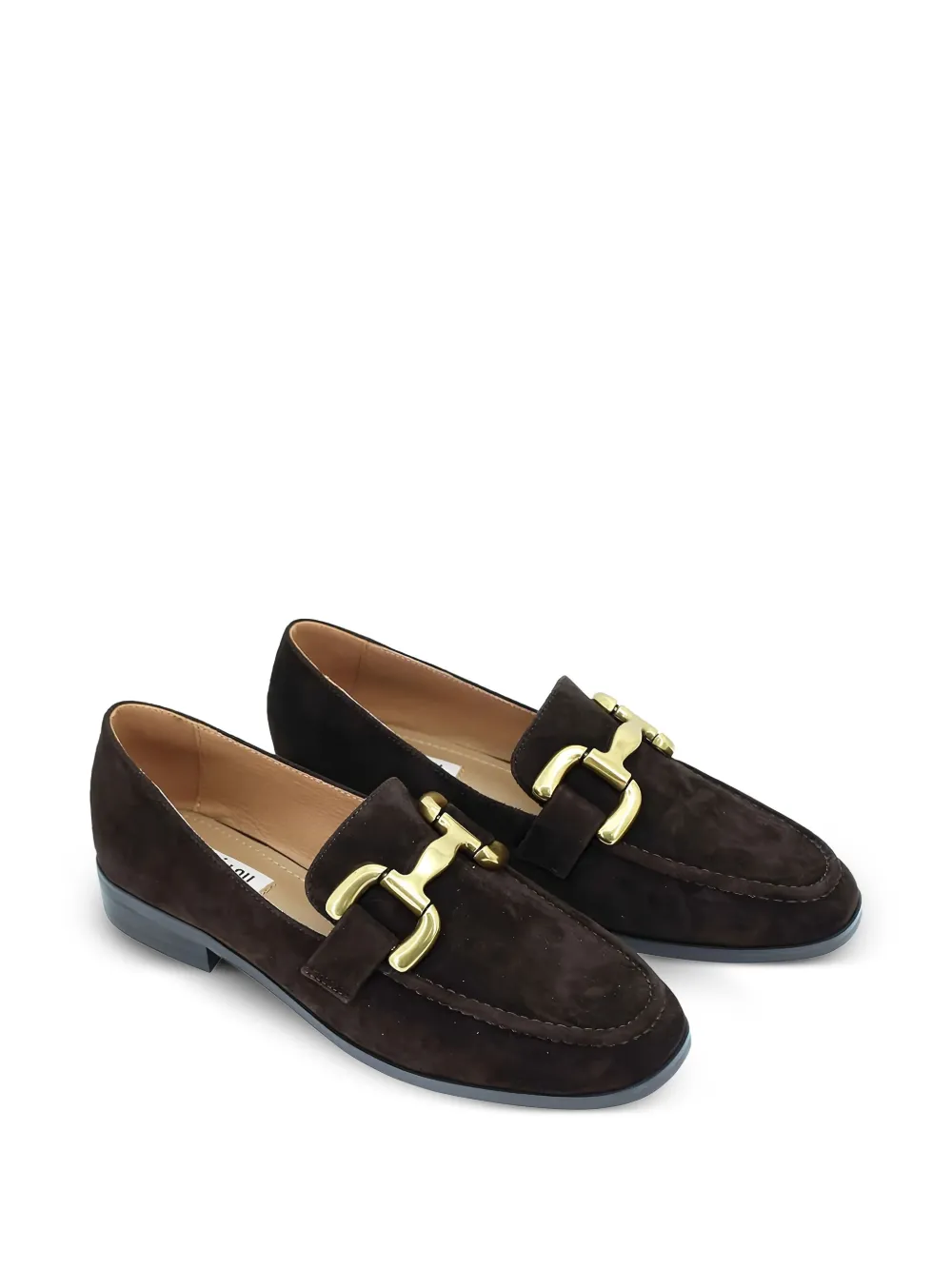 Bibi Lou Suède loafers met schakelketting Bruin