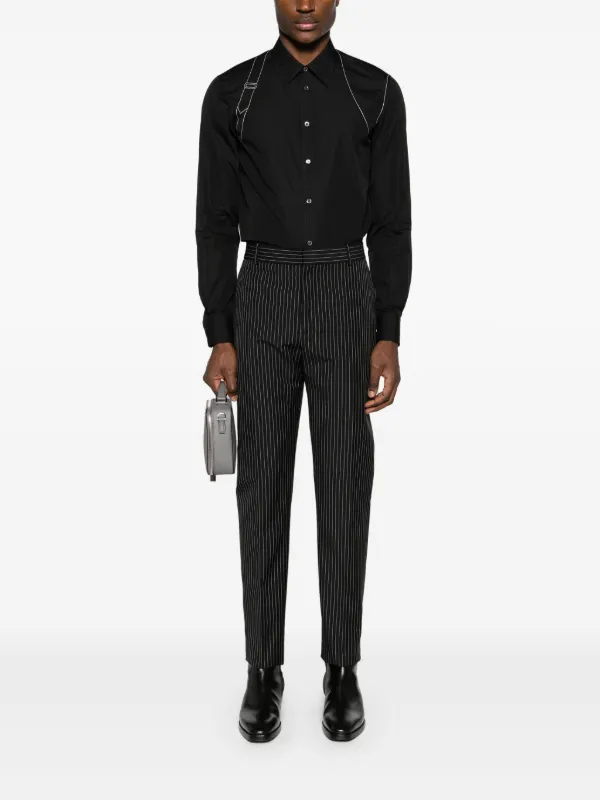 Alexander McQueen decorative-stitching Cotton Shirt | Black