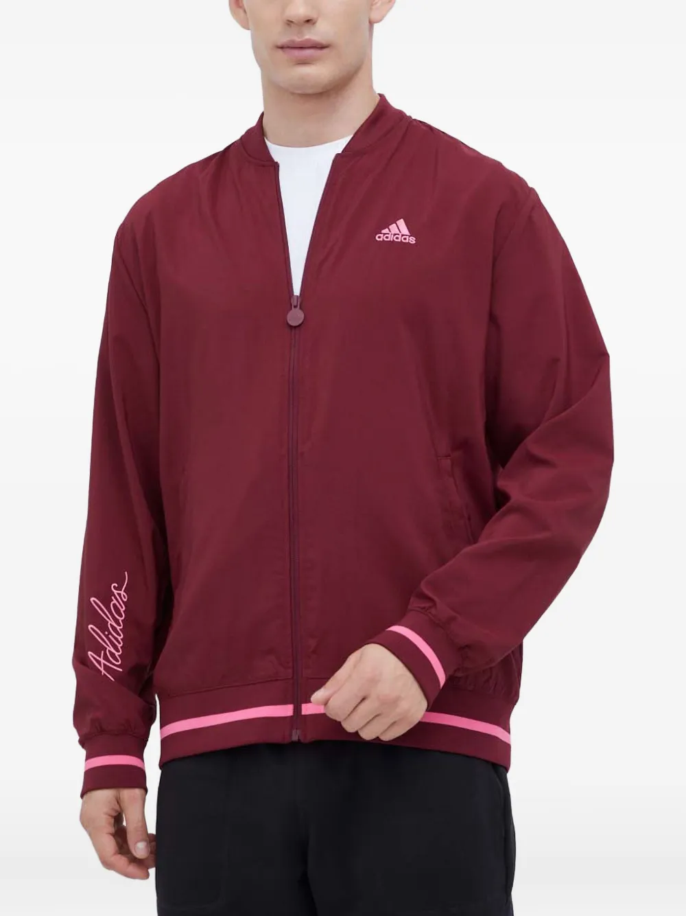 adidas zip-up bomber jacket | Red | Image 1
