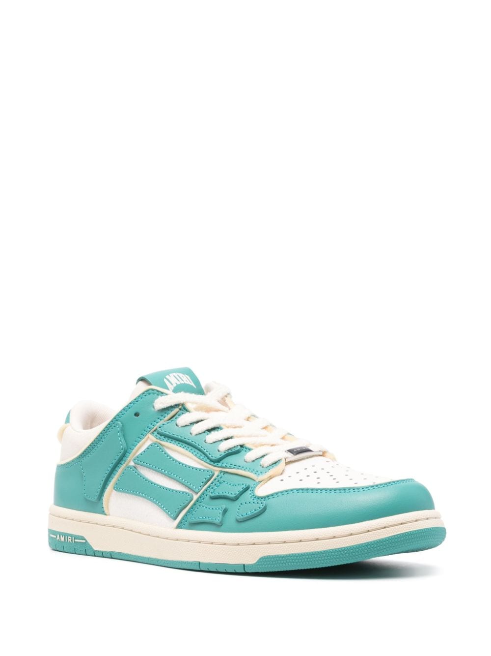 Shop Amiri Collegiate Skel Leather Sneakers In Blue