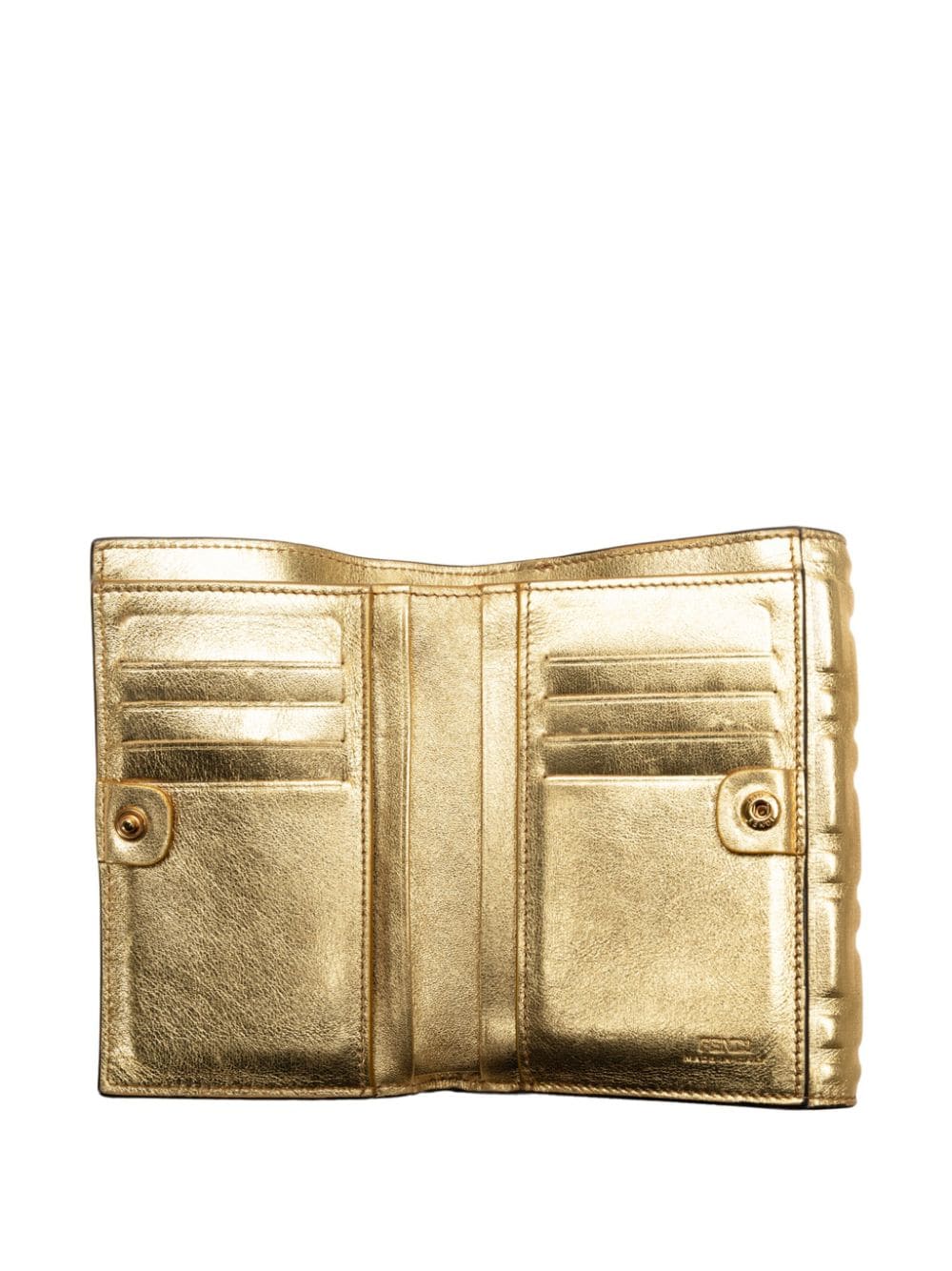 Pre-owned Fendi 21th Century Zucca Embossed Wallet Small Wallets In Gold