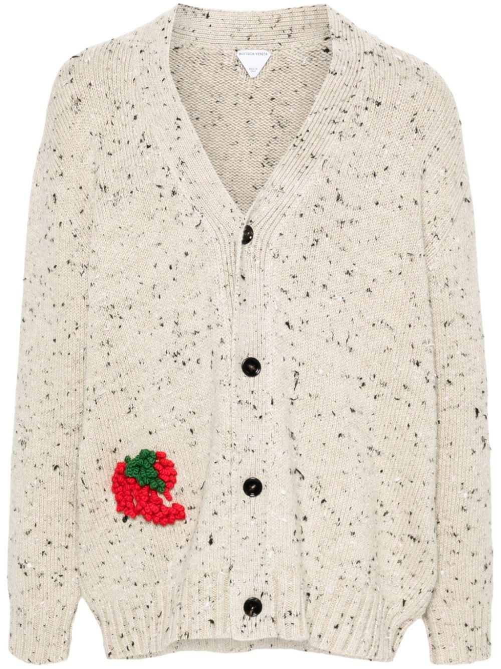 Shop Bottega Veneta Embroidered V-neck Cardigan In Neutrals