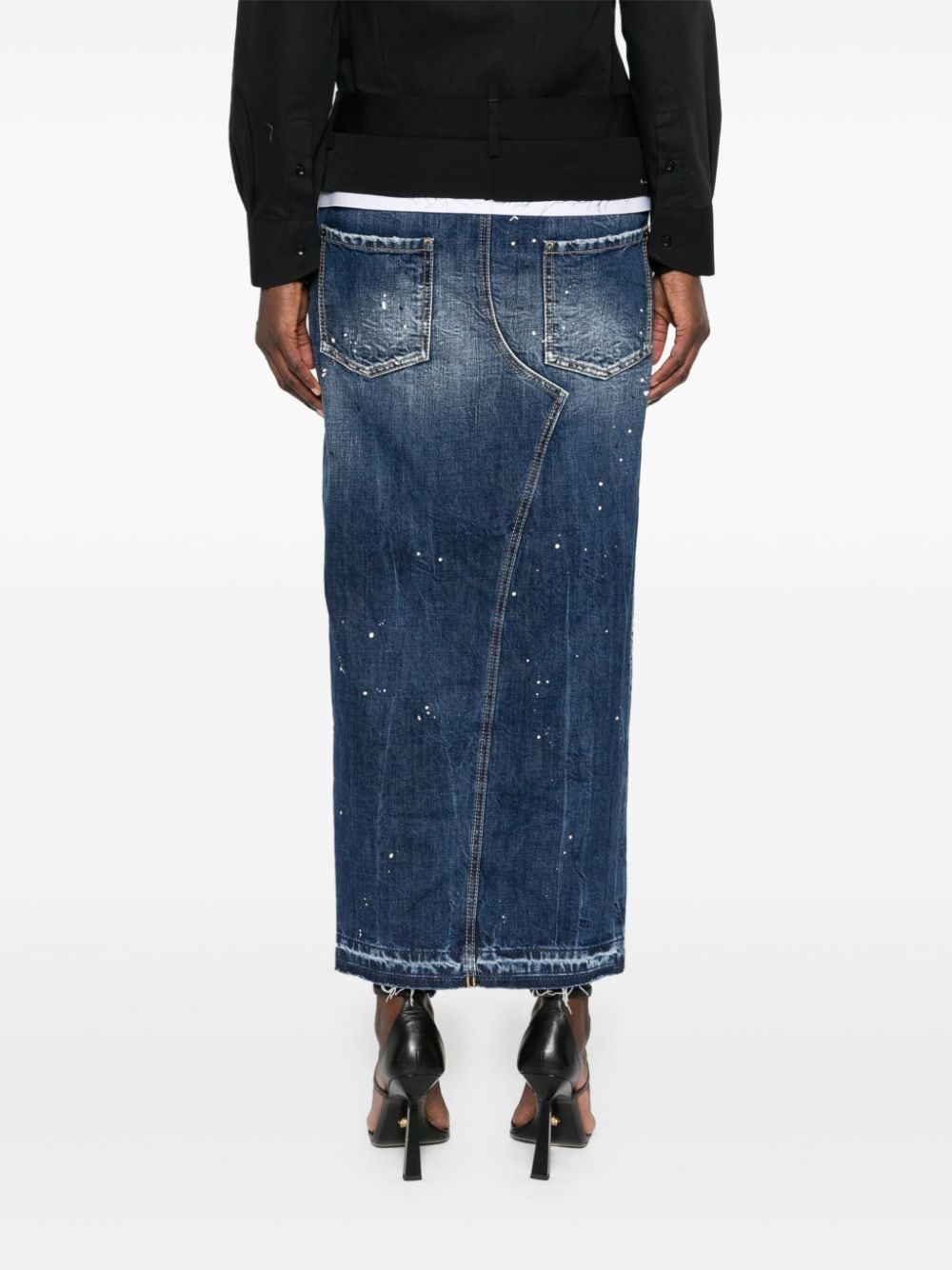 Shop Dsquared2 Cut That Boy Denim Skirt In Blue