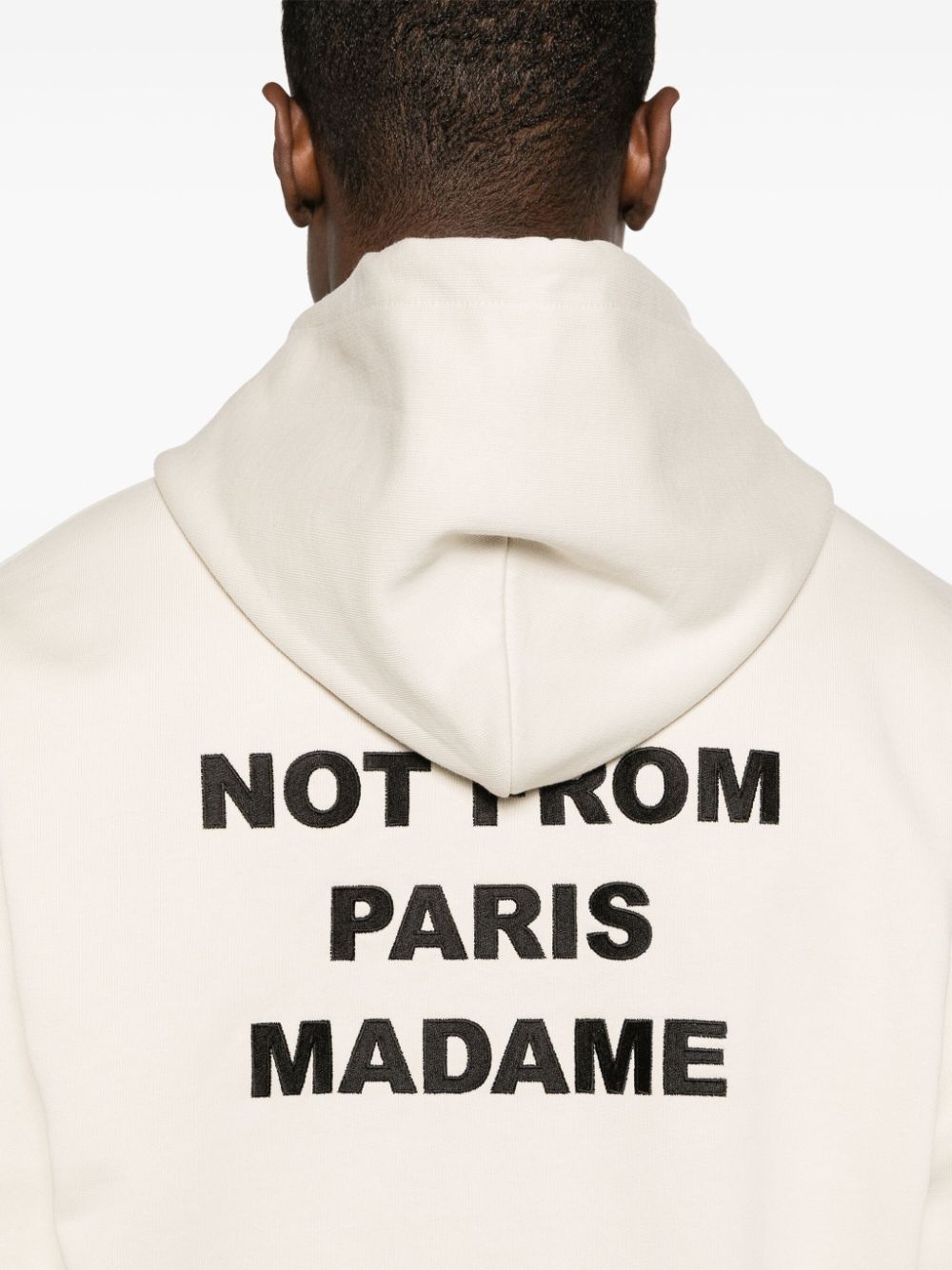 Shop Drôle De Monsieur Logo-print Cotton Hoodie In Neutrals