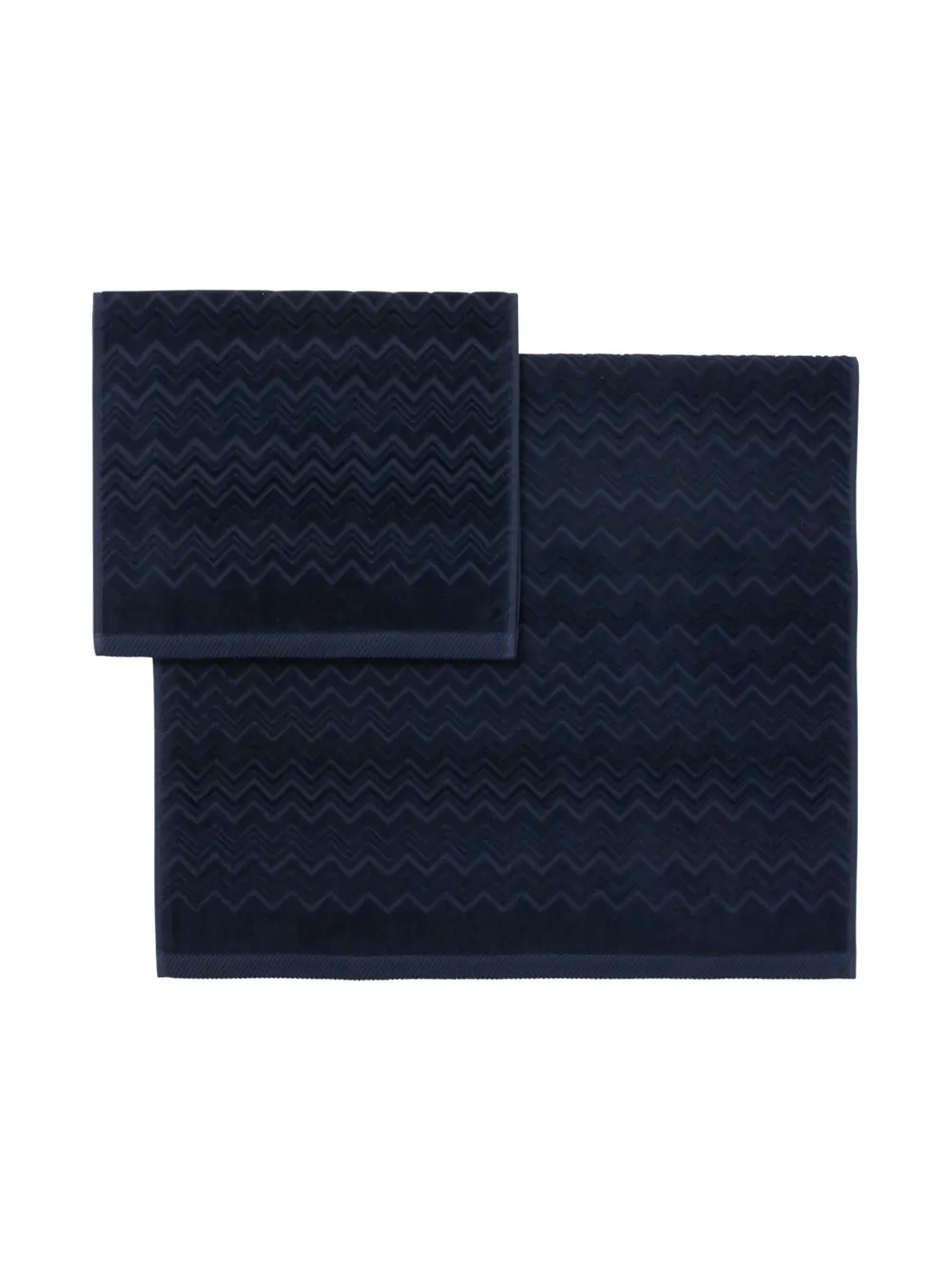Missoni Home Chalk 2-piece Bath Towel Set In Cotton Terry With Zigzag Pattern In Blue