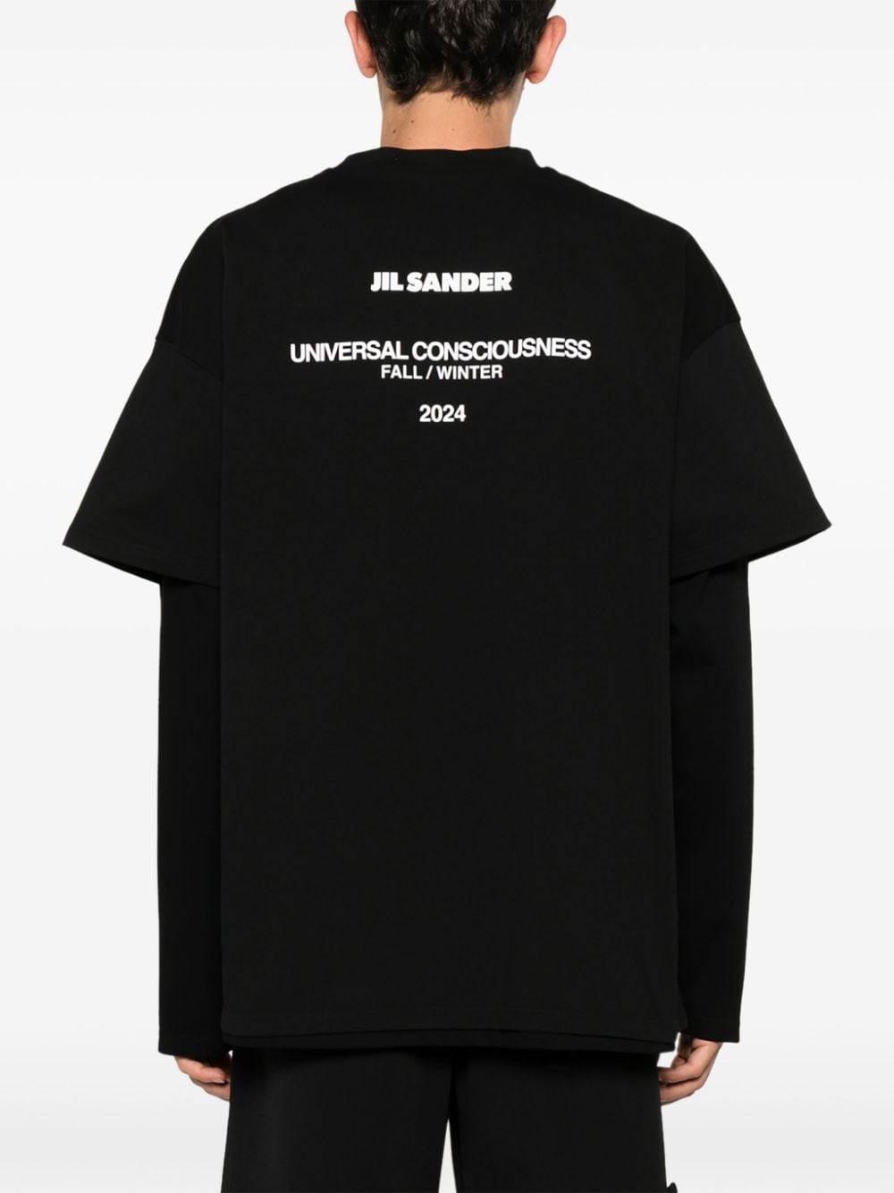 Shop Jil Sander Logo-print Layered T-shirt In Black