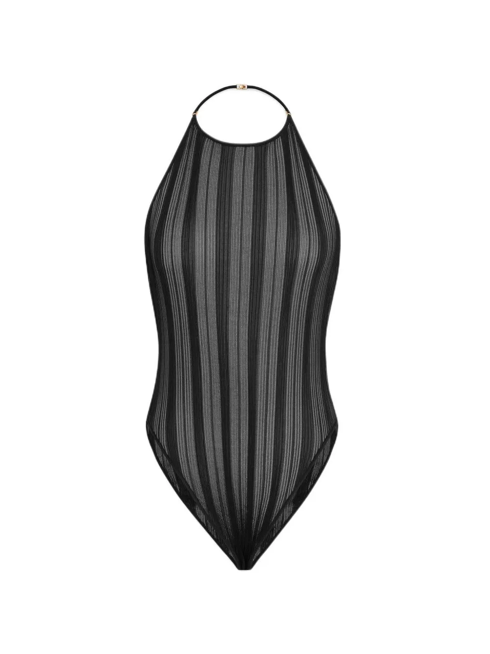 Saint Laurent Semi-doorzichtige body met open rug Zwart