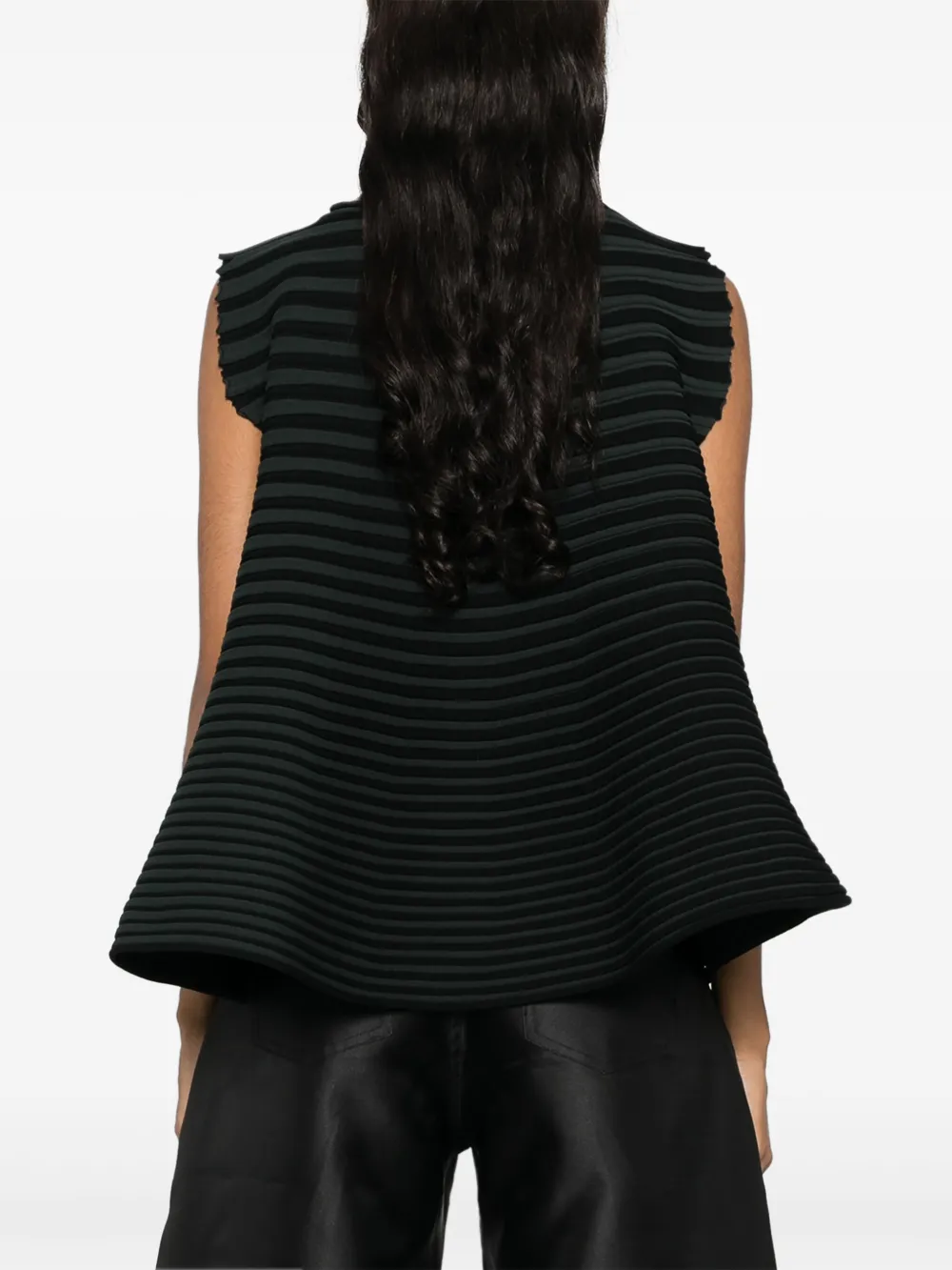 Shop Issey Miyake Bounce Plissé Knitted Top In Green