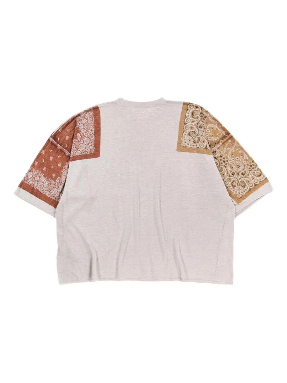 KAPITAL T-shirt met vlakken en bandanaprint - Light Brown