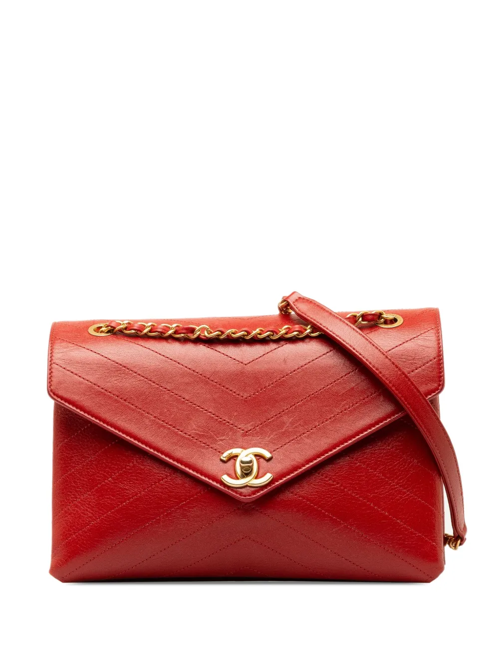 CHANEL Pre-Owned 2018-2019 シェブロン レザーフラップ ショルダー  