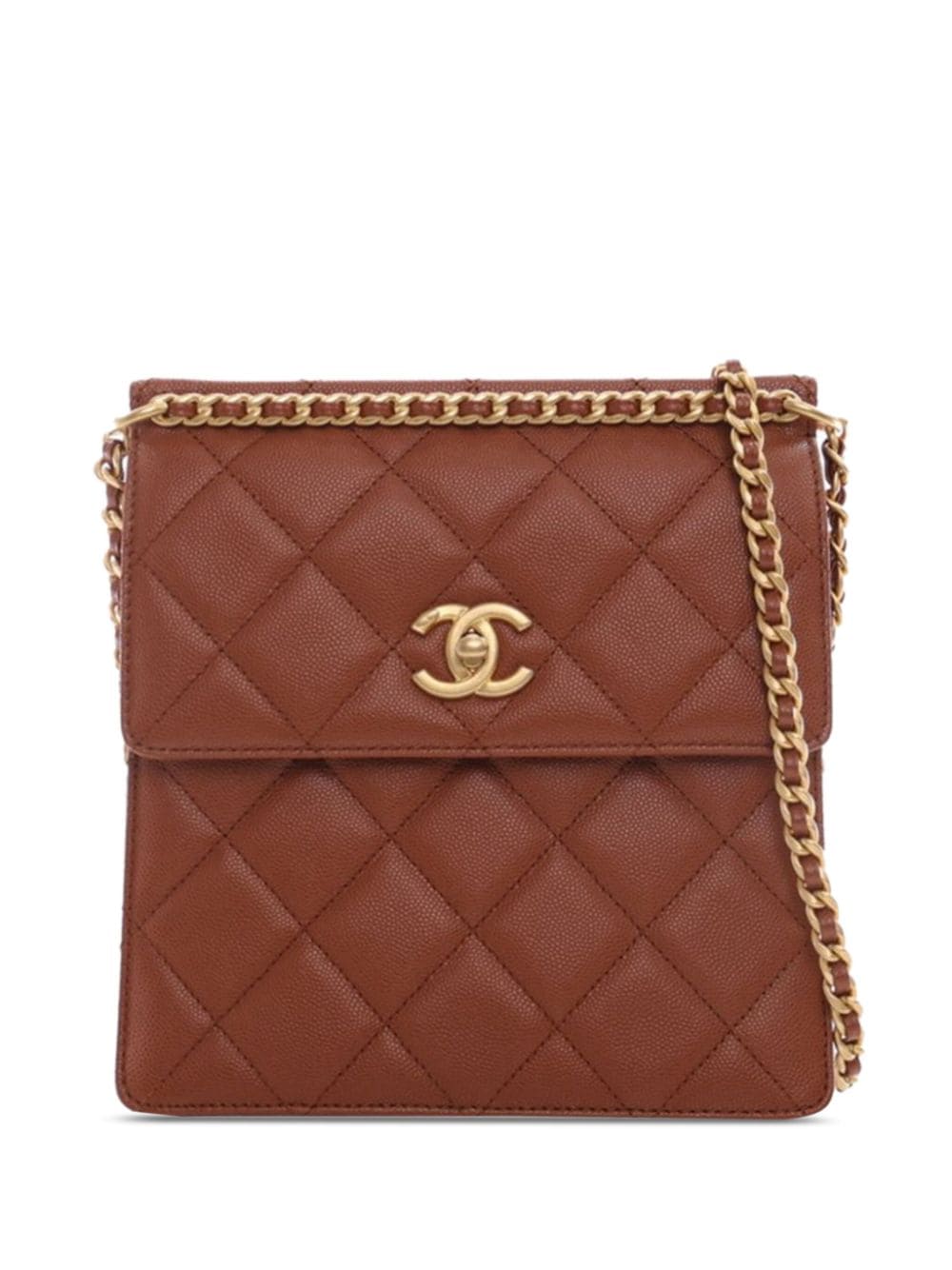Pre-owned Chanel 2023 Cc Quilted Caviar Backpack In Brown