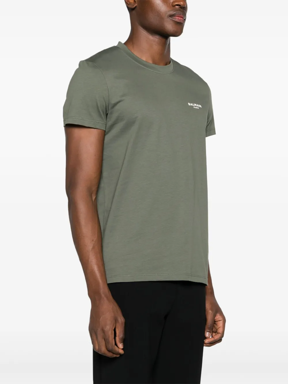 BALMAIN LOGO-RAISED COTTON T-SHIRT