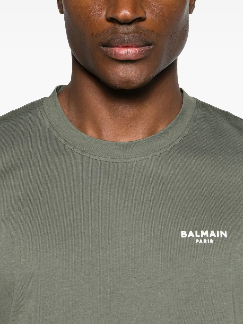 BALMAIN LOGO-RAISED COTTON T-SHIRT