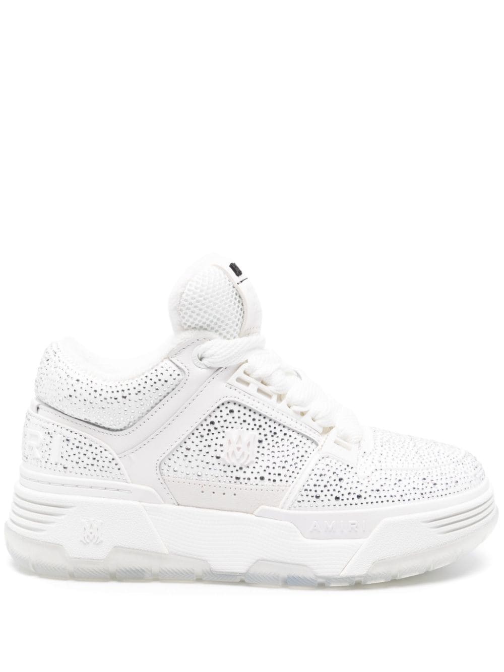 Amiri Crystal Ma-1 Leather Sneakers In White