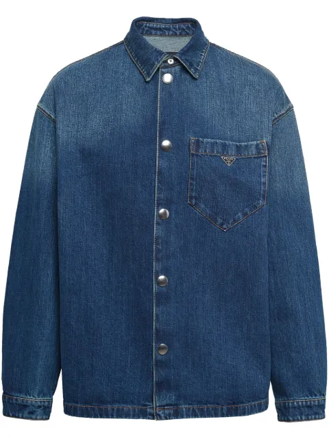 Prada logo-plaque denim shirt 